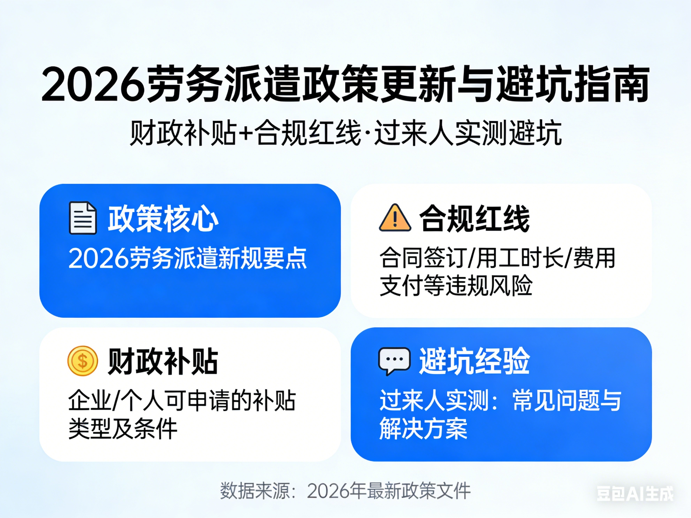 2026政策更新｜劳务派遣别乱签！财政补贴+合规红线，过来人实测避坑